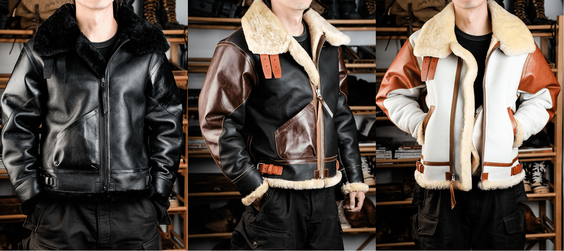 Winter Leather Jackets — B-3 Shearling & Grizzly Jackets | Brake House