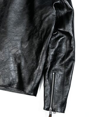 1960s Flat Track Leather Racing Jacket - Tea - core Horsehide - Brake House - Black - 10