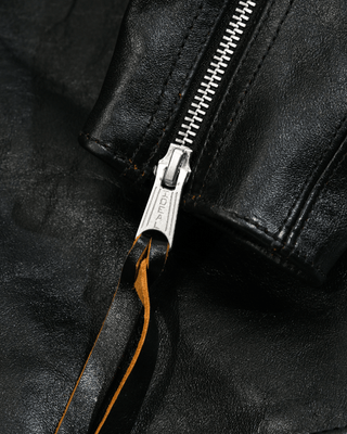 1960s Flat Track Leather Racing Jacket - Tea - core Horsehide - Brake House - Black - 15