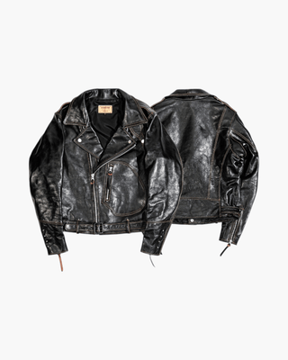 'Leather Togs' Motorcycle Jacket, LA BREA - Tea Core Horsehide - Brake House - Black - front/back