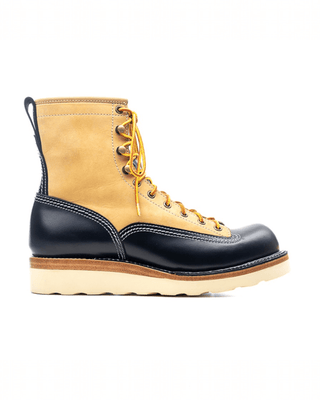 Two-tone Short-face Leather Motorcycle Boots 7303-Brake House-Black & Beige-2