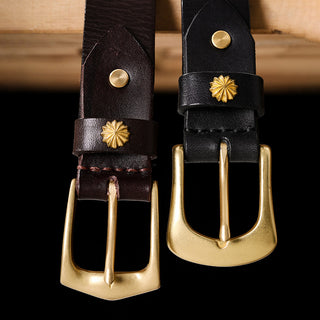 Vintage Brass Leather Belt