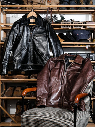 Half Belt Single Leather Jacket - Brake House - Brown - 13