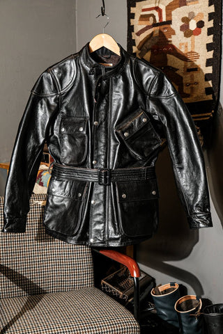 Four - Pocket Leather Motorcycle Jacket - Brake House - Black - 2