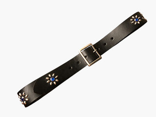 Floral Motif Studded Leather Belt