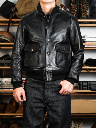 A - 1 Flight Leather Jacket - Brake House - Black - 2