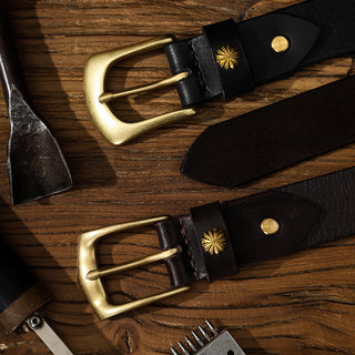 Vintage Brass Leather Belt