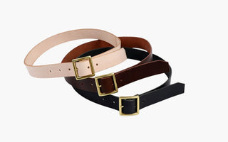 Brass Buckle Vegetable-Tanned Leather Belt