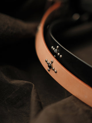 Studded Narrow Vegetable-Tanned Leather Belt