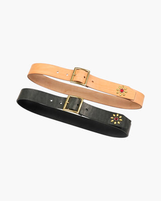 Studded Brass Buckle Leather Belt