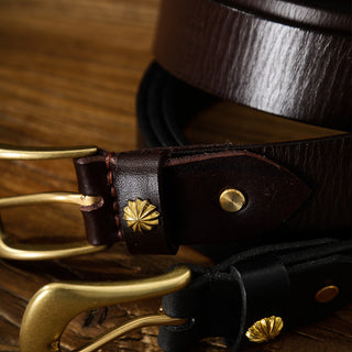 Vintage Brass Leather Belt