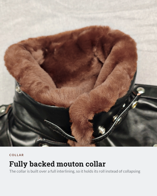 J-24 Leather Jacket With Mouton Collar (Pre-order)