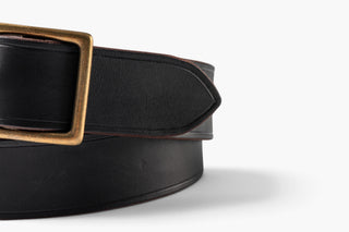 Garrison Tea-core Leather Belt - Brake House - Black / Brass - 5