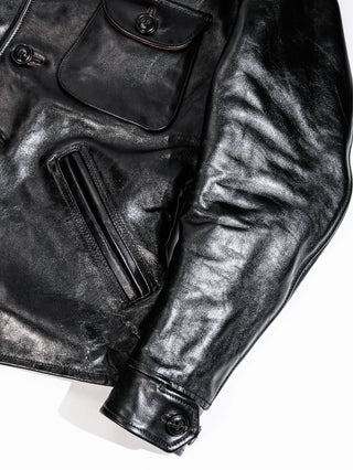 Four Corner Leather Work Jacket - Brake House - Black - 17