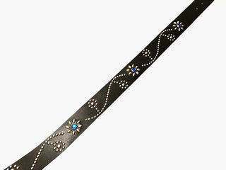 Floral Motif Studded Leather Belt