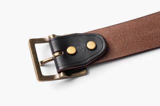 Garrison Tea-core Leather Belt - Brake House - Black / Brass - 6