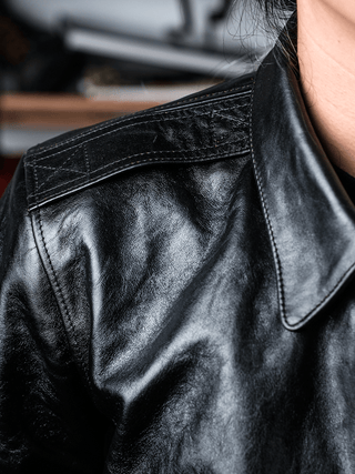 A - 2 Black Leather Jacket - Brake House - Black oil - wax horsehide - 21
