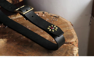 Studded Brass Buckle Leather Belt