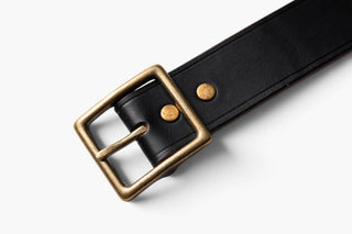 Garrison Tea-core Leather Belt - Brake House - Black / Brass - 7