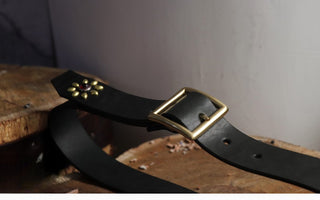 Studded Brass Buckle Leather Belt