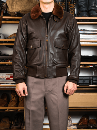 G - 1 Aviation Flight Leather Jacket - Brake House - Black - 5