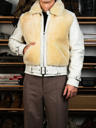 Grizzly Shearling Leather Jacket - Black/White