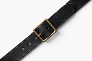 Garrison Tea-core Leather Belt - Brake House - Black / Brass - 8