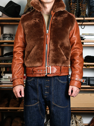 Grizzly Shearling Leather Jacket - Havana