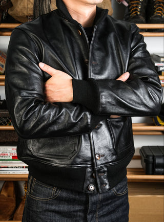 A - 1 Flight Leather Jacket - Brake House - Black - 9