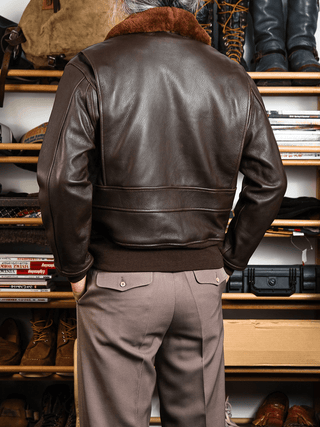 G - 1 Aviation Flight Leather Jacket - Brake House - Black - 9