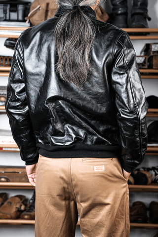 A - 2 Black Leather Jacket - Brake House - Black oil - wax horsehide - 25