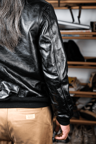 A - 2 Black Leather Jacket - Brake House - Black oil - wax horsehide - 26