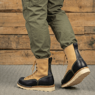 Two - tone Short - face Leather Motorcycle Boots 7303 - Brake House - Black & Beige - 14