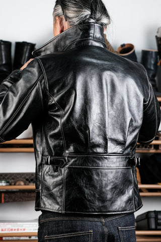 Half Belt Single Leather Jacket - Brake House - Brown - 14