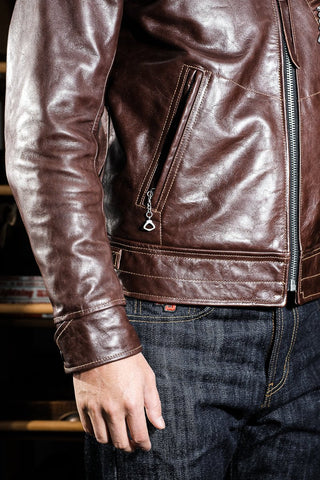 Mulholland Leather Motorcycle Jacket - Havana/brown color - Brake House - Seal Brown - 8