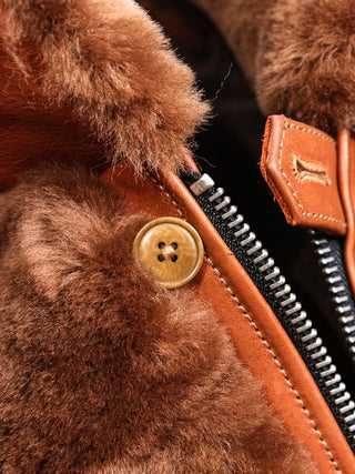 Grizzly Shearling Leather Jacket - Havana - Brake House - Havana brown - 11