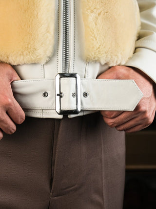 Grizzly Shearling Leather Jacket - Black/White - Brake House - White - 18