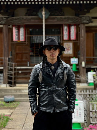 Four Corner Leather Work Jacket - Brake House - Black - 8