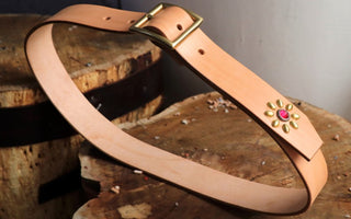Studded Brass Buckle Leather Belt