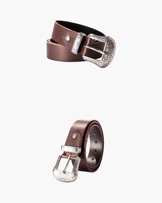 Arabesque Pattern Western Leather Belt