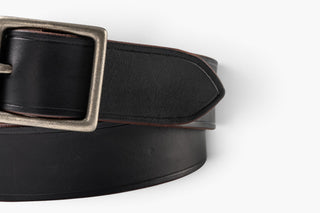 Garrison Tea-core Leather Belt - Brake House - Black / Silver - 5