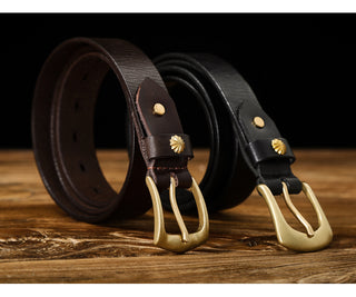 Vintage Brass Leather Belt