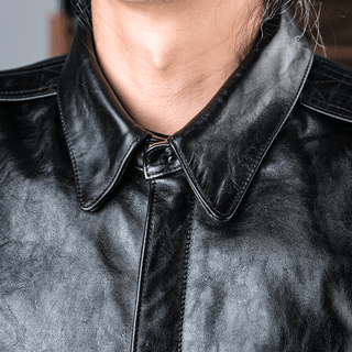 A - 2 Black Leather Jacket - Brake House - Black oil - wax horsehide - 18