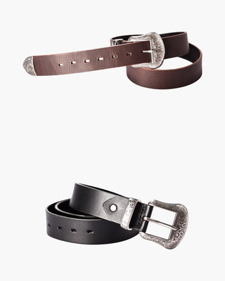 Arabesque Pattern Western Leather Belt