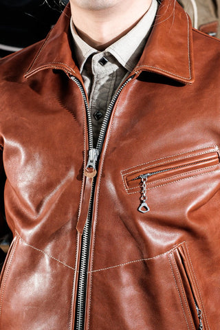 Mulholland Leather Motorcycle Jacket - Havana/brown color - Brake House - Seal Brown - 9