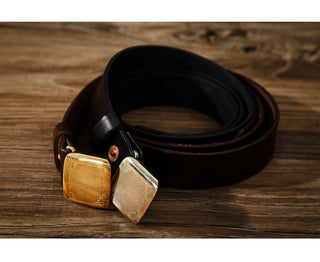 Plaque Buckle Leather Belt