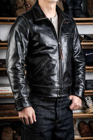 Half Belt Single Leather Jacket - Brake House - Brown - 16