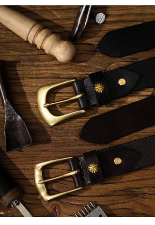 Vintage Brass Leather Belt