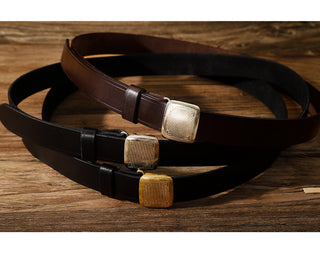 Plaque Buckle Leather Belt