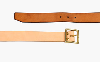 Brass Buckle Vegetable-Tanned Leather Belt